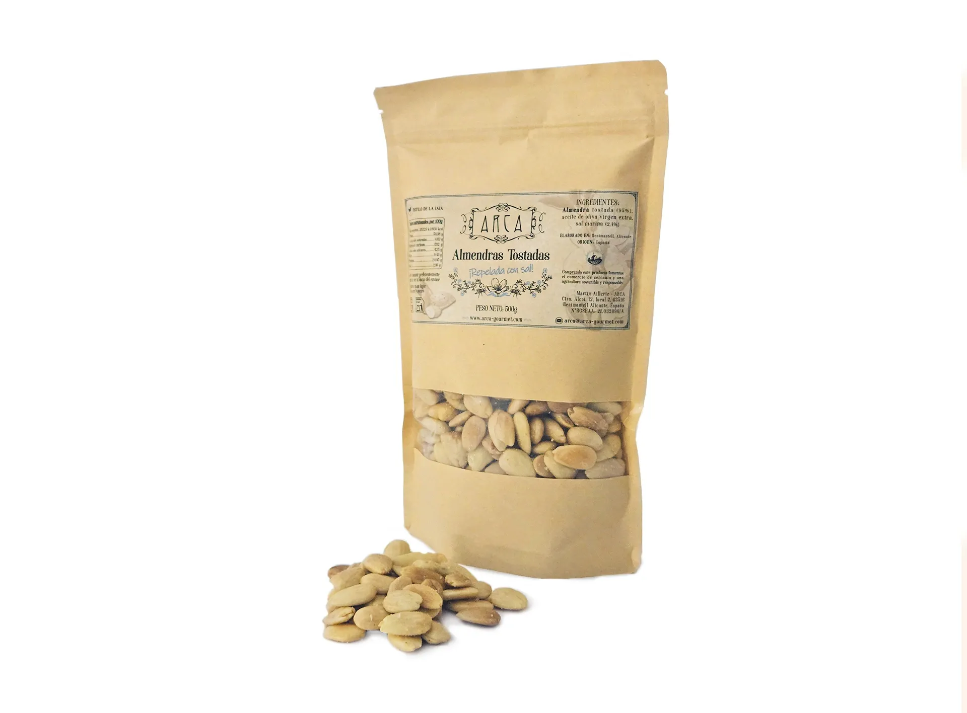 [A-252] Almendras Tostadas Repeladas con Sal 500g